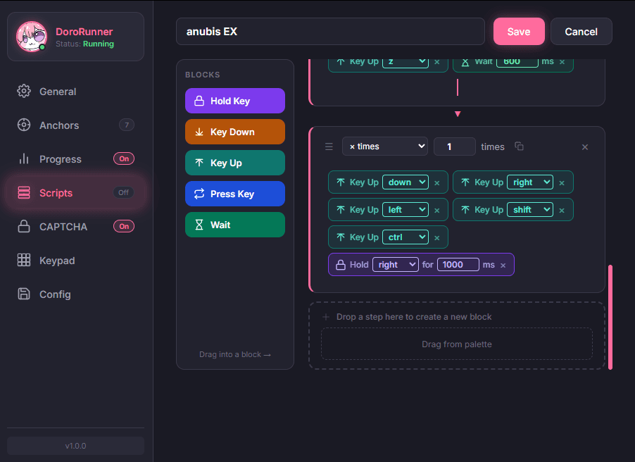 DoroRunner Scripts editor